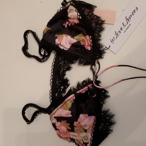 For Love and Lemons X Victoria's Secret Black Floral Bralett